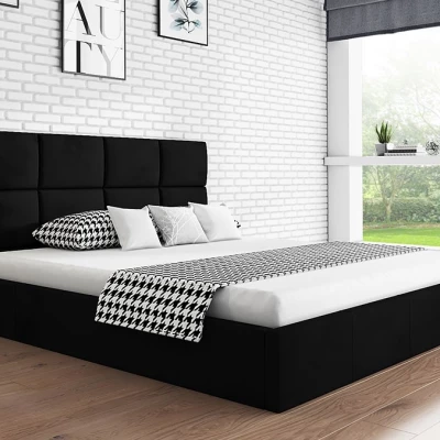 Čalouněná manželská postel CAROLE - 160x200, černá