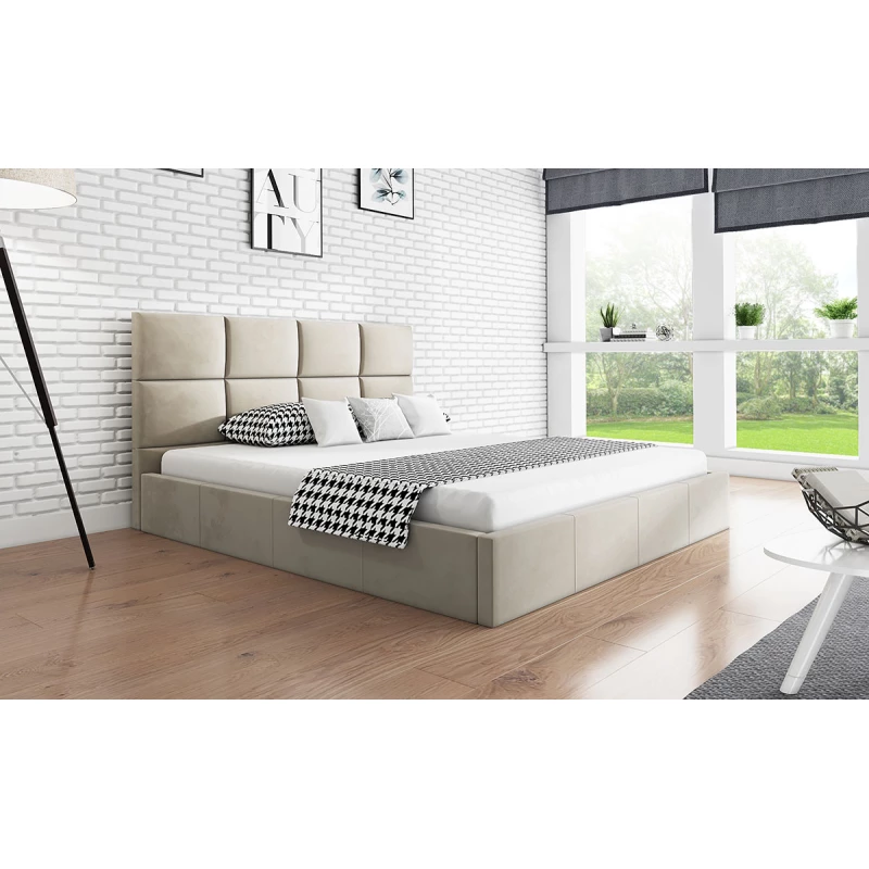 Čalouněná manželská postel CAROLE - 160x200, světle béžová