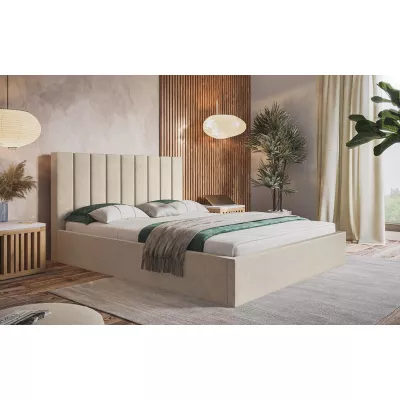 Čalouněná manželská postel LEORA - 180x200, světle béžová