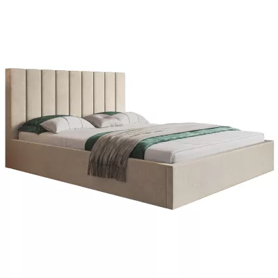Čalouněná jednolůžková postel LEORA - 120x200, světle béžová