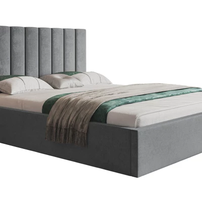 Čalouněná manželská postel LEORA - 160x200, světle šedá