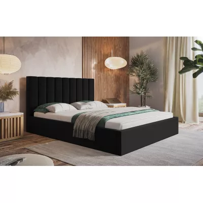 Čalouněná manželská postel LEORA - 140x200, černá