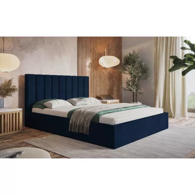Čalouněná jednolůžková postel LEORA - 120x200, tmavě modrá
