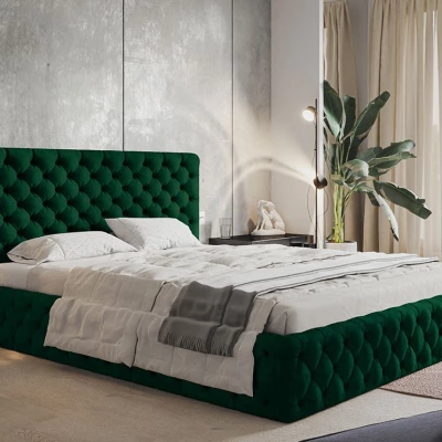 Čalouněná manželská postel KESIA - 180x200, zelená