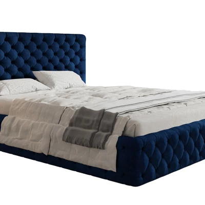 Čalouněná manželská postel KESIA - 180x200, tmavě modrá