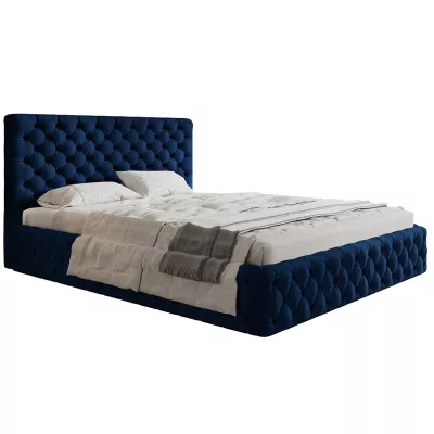 Čalouněná manželská postel KESIA - 180x200, tmavě modrá