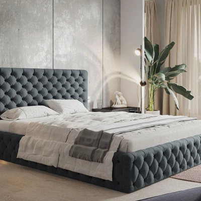 Čalouněná manželská postel KESIA - 140x200, šedá
