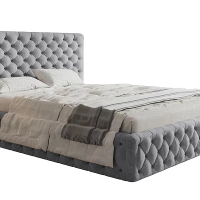 Čalouněná manželská postel KESIA - 160x200, světle šedá