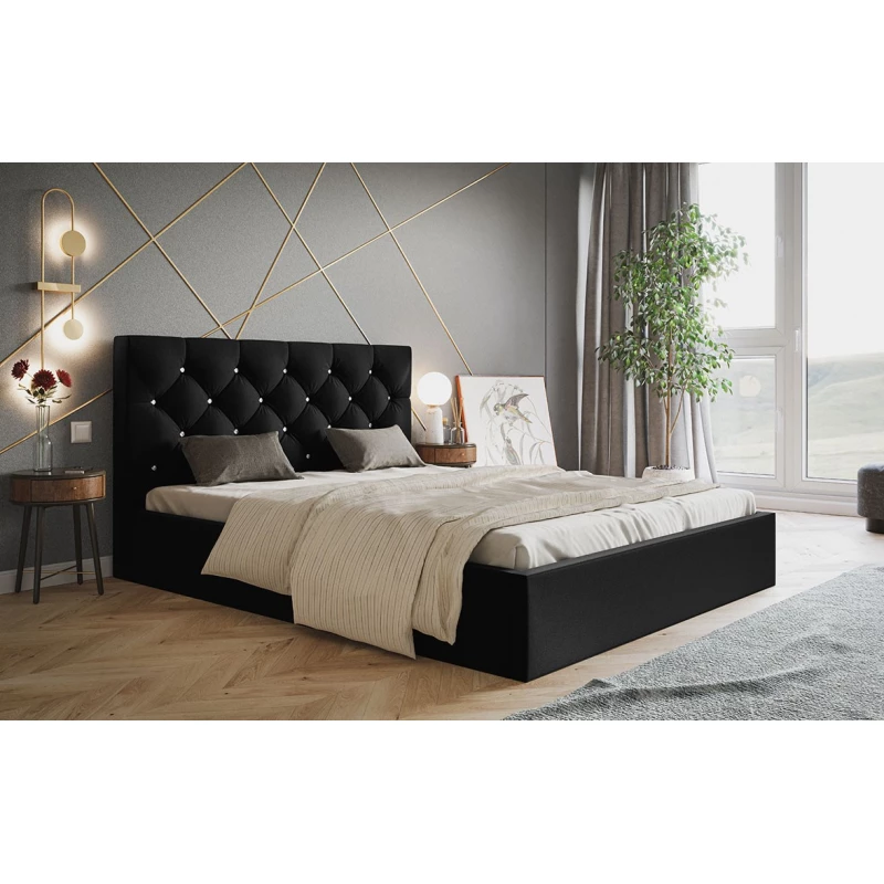 Čalouněná manželská postel HANELE - 140x200, černá