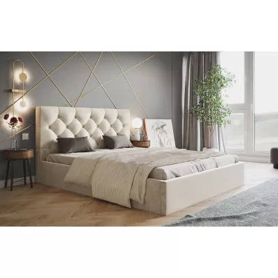 Čalouněná manželská postel HANELE - 180x200, světle béžová