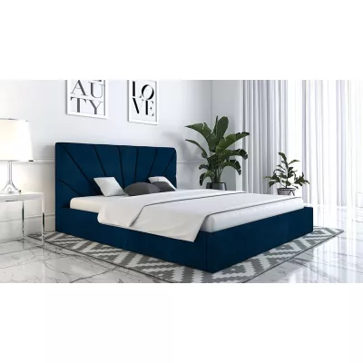 Čalouněná manželská postel GITEL - 160x200, tmavě modrá