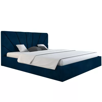 Čalouněná manželská postel GITEL - 140x200, tmavě modrá
