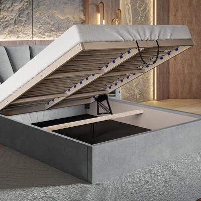 Čalouněná manželská postel GITEL - 160x200, světle šedá