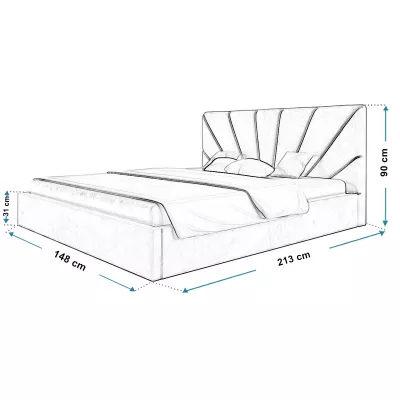 Čalouněná manželská postel GITEL - 140x200, světle šedá