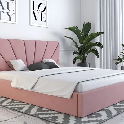 Čalouněná manželská postel GITEL - 140x200, růžová