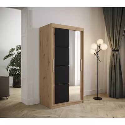 Šatní skříň s posuvnými dveřmi 100 cm TALIA - dub artisan / černá