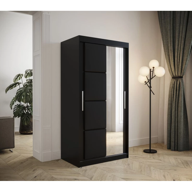 Šatní skříň s posuvnými dveřmi 100 cm TALIA - černá