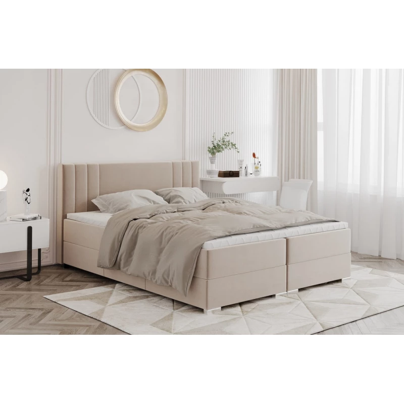 Manželská postel AGNETA 1 - 160x200, béžová + topper