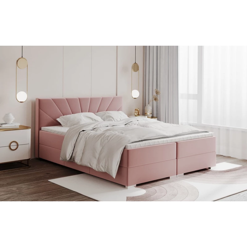 Manželská postel ADIRA 1 - 160x200, růžová + topper
