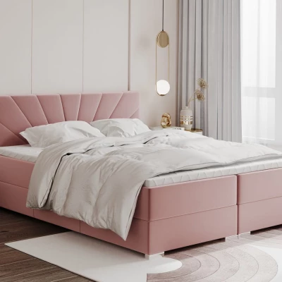 Manželská postel ADIRA 1 - 140x200, růžová + topper