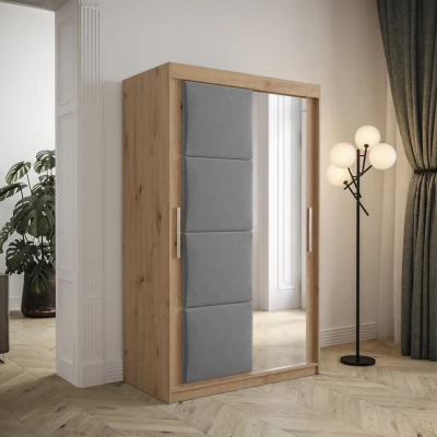 Šatní skříň s posuvnými dveřmi 120 cm TALIA - dub artisan / šedá