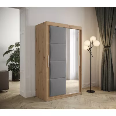 Šatní skříň s posuvnými dveřmi 120 cm TALIA - dub artisan / šedá