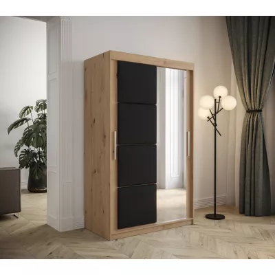 Šatní skříň s posuvnými dveřmi 120 cm TALIA - dub artisan / černá