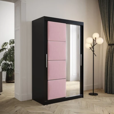 Šatní skříň s posuvnými dveřmi 120 cm TALIA - černá / růžová