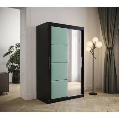 Šatní skříň s posuvnými dveřmi 120 cm TALIA - černá / tyrkysová