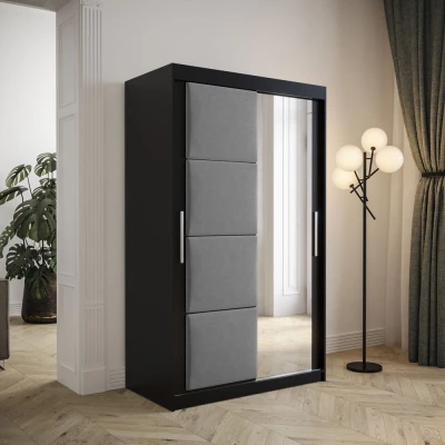 Šatní skříň s posuvnými dveřmi 120 cm TALIA - černá / šedá