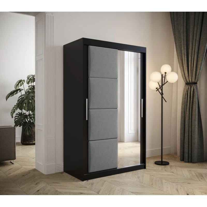 Šatní skříň s posuvnými dveřmi 120 cm TALIA - černá / šedá