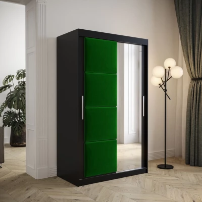 Šatní skříň s posuvnými dveřmi 120 cm TALIA - černá / zelená