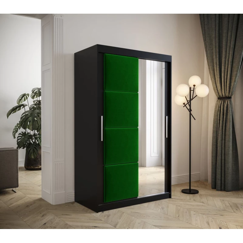 Šatní skříň s posuvnými dveřmi 120 cm TALIA - černá / zelená