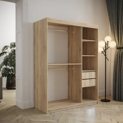 Šatní skříň s posuvnými dveřmi 150 cm TALIA - dub artisan / bílá