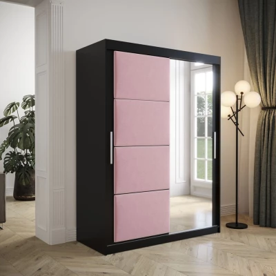 Šatní skříň s posuvnými dveřmi 150 cm TALIA - černá / růžová