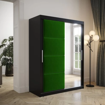 Šatní skříň s posuvnými dveřmi 150 cm TALIA - černá / zelená