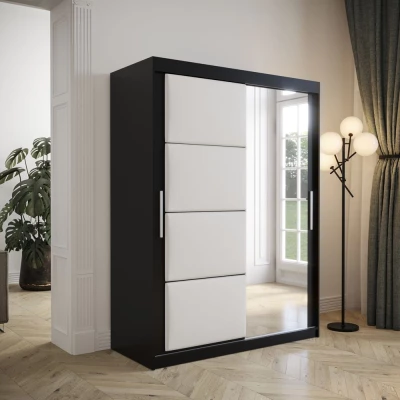 Šatní skříň s posuvnými dveřmi 150 cm TALIA - černá / bílá