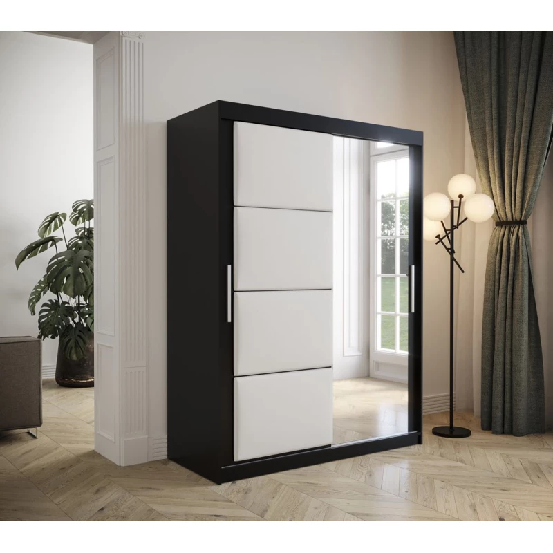 Šatní skříň s posuvnými dveřmi 150 cm TALIA - černá / bílá