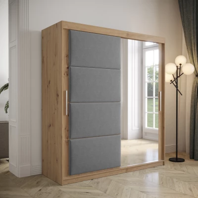 Šatní skříň s posuvnými dveřmi 180 cm TALIA - dub artisan / šedá