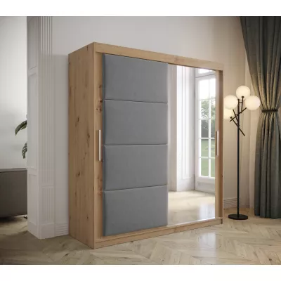 Šatní skříň s posuvnými dveřmi 180 cm TALIA - dub artisan / šedá