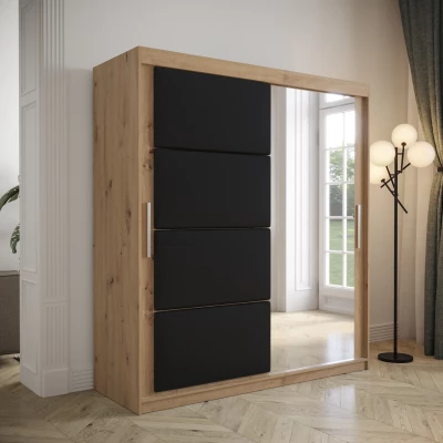 Šatní skříň s posuvnými dveřmi 180 cm TALIA - dub artisan / černá