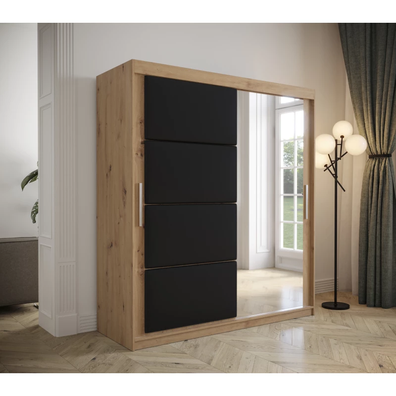 Šatní skříň s posuvnými dveřmi 180 cm TALIA - dub artisan / černá
