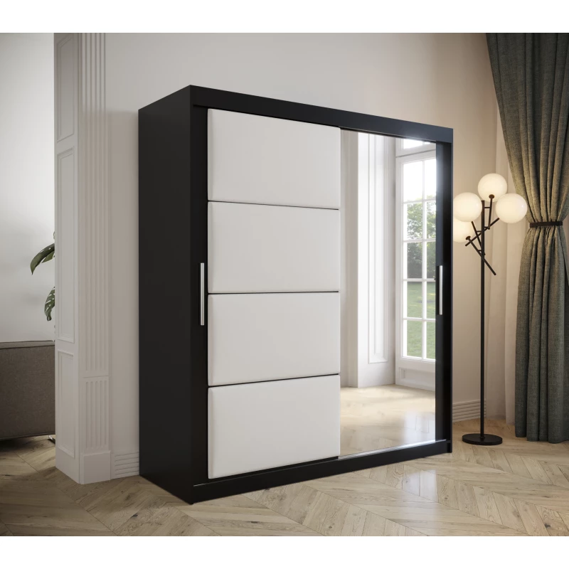 Šatní skříň s posuvnými dveřmi 180 cm TALIA - černá / bílá