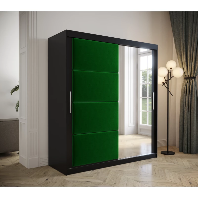 Šatní skříň s posuvnými dveřmi 180 cm TALIA - černá / zelená