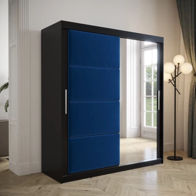 Šatní skříň s posuvnými dveřmi 180 cm TALIA - černá / modrá
