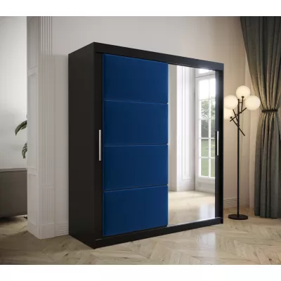 Šatní skříň s posuvnými dveřmi 180 cm TALIA - černá / modrá