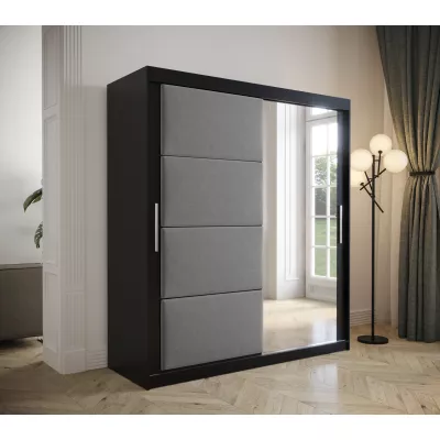 Šatní skříň s posuvnými dveřmi 180 cm TALIA - černá / šedá