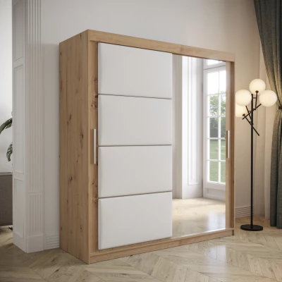 Šatní skříň s posuvnými dveřmi 200 cm TALIA - dub artisan / bílá