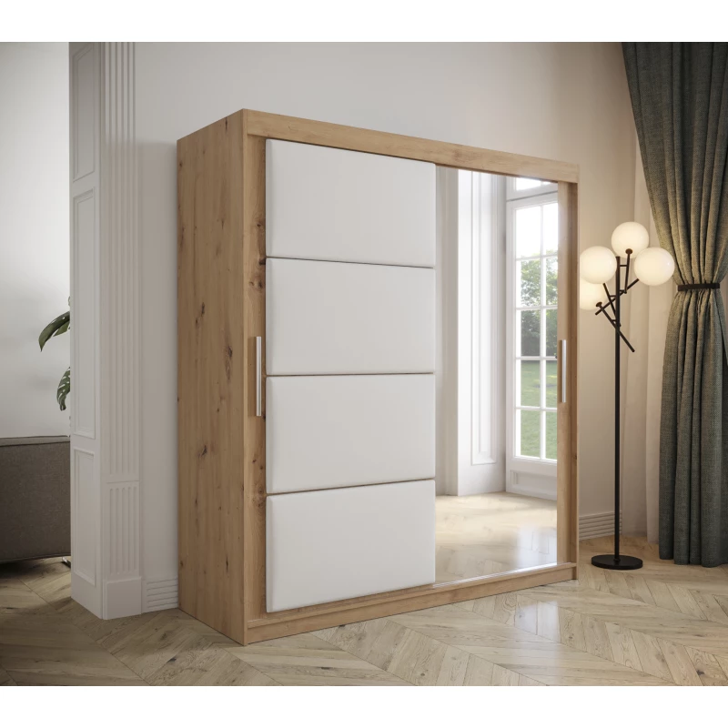 Šatní skříň s posuvnými dveřmi 200 cm TALIA - dub artisan / bílá
