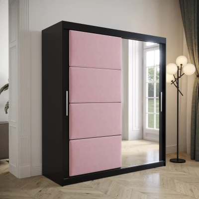 Šatní skříň s posuvnými dveřmi 200 cm TALIA - černá / růžová